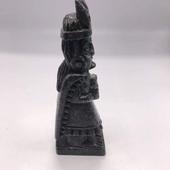 Vintage CoCo Aztec Mayan Folk Art Carved Tiki Obsidian Onyx God Statue. 6” - Picture 3 of 8